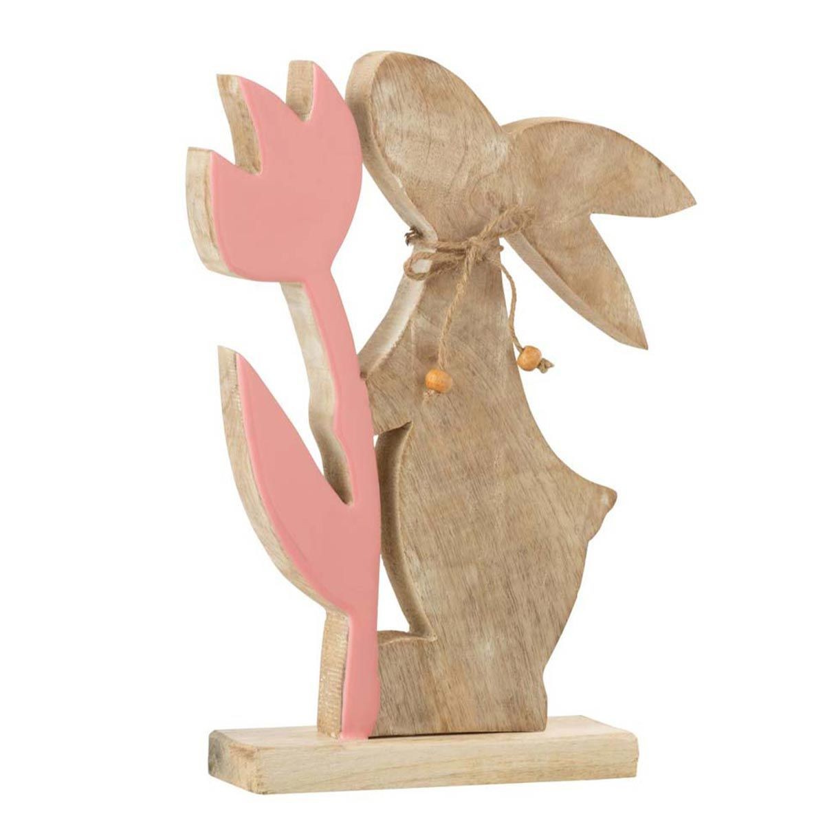 Statuette lapin fleur 27cm rose, une note de tendresse chez vous