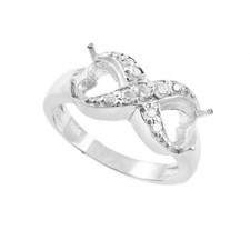Semi Mount Ring Two Heart 6x6 MM 925 Sterling Silver Infinity Shank Women Ring