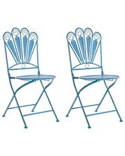 Set of 2 Garden Chairs PAVIA Folding Metal Blue