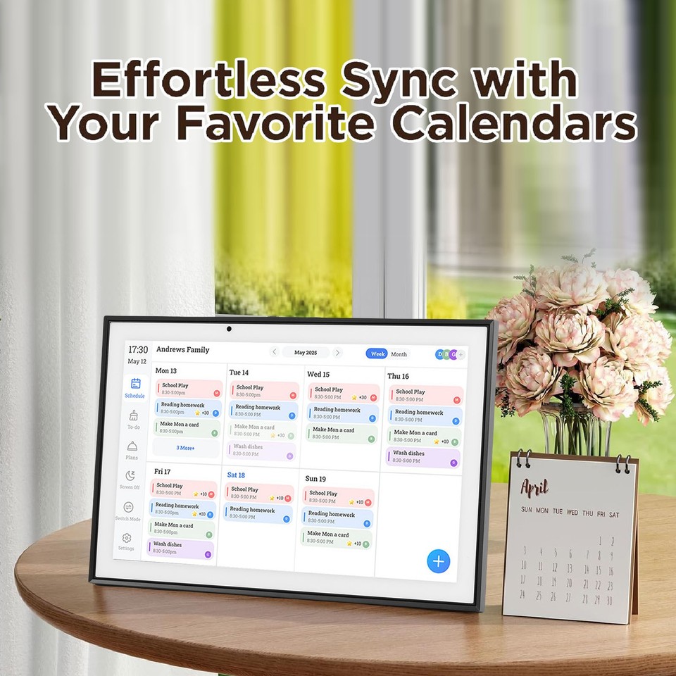 10.1 Zoll Digitaler Kalender Mit Touchscreen – 32GB Elektronischer Familienplaner, 1080P Full HD, Haushaltsplaner & Digitaler Bilderrahmen