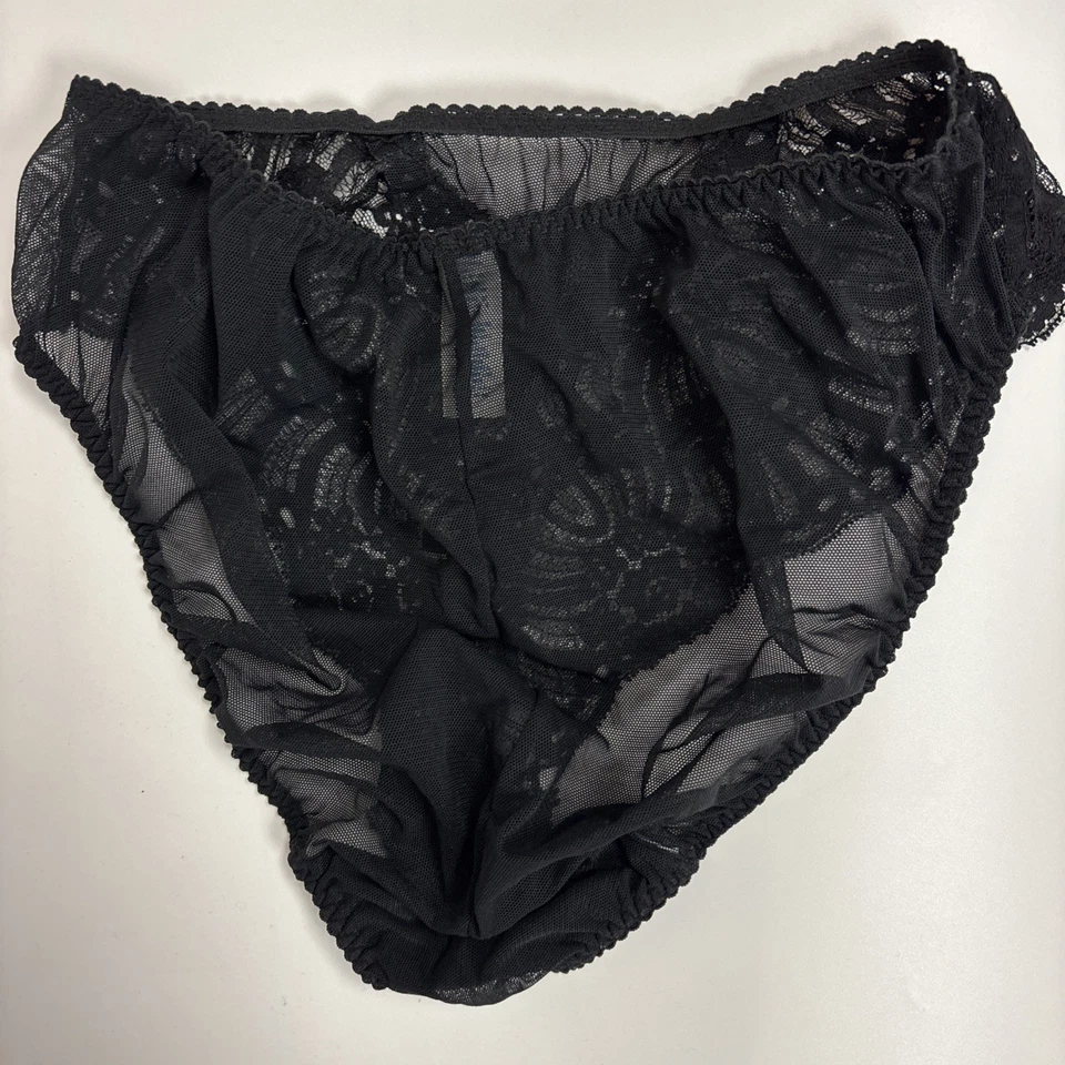 Calzoncillos bragas Olga 20027 de nailon de encaje negro para mujer L vintage transparentes EE. UU. Foto 4 de 4