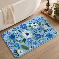 Floral Bathroom Rugs Cute Bath Mat Small, Flower Rug Non Slip Washable Bath R...