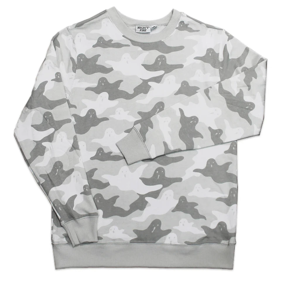 Unisex Damen Herren Halloween Geist Grafik Pullover Sweater Grau Camouflage Camoflauge - Bild 4 von 4