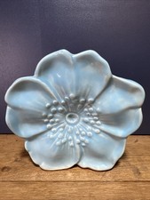 Vintage McCoy Style Turquoise Flower Wall Pocket Planter Mid Century Aqua Blue