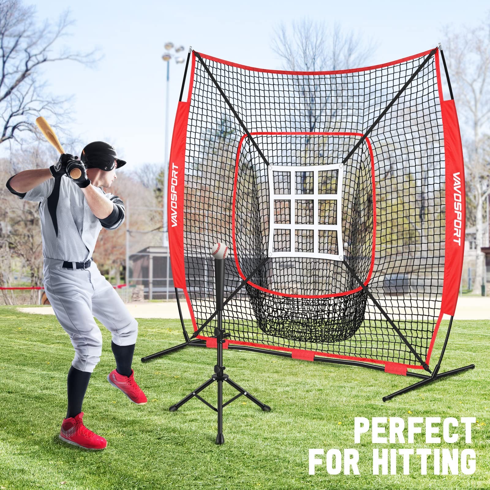 7x7' Baseball Net Set - Portable Softball & Baseball Net for Batting and Pitc...