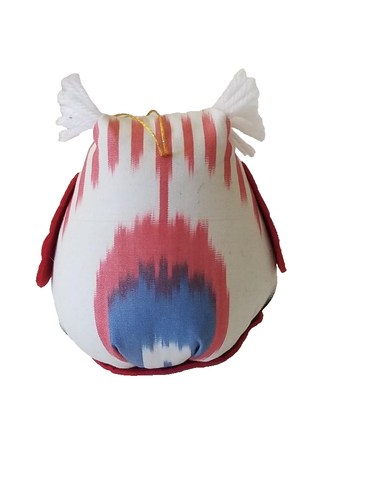 UNIQUE & WHIMSICAL STUFFED IKAT DRESSED OWL - HAND MADE - STUFFED & SOFT - Picture 5 of 7