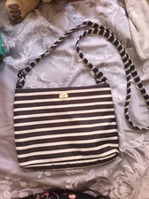 Kate Spade Black White Stripe Nylon Flatiron Cammy Crossbody Bag