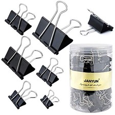 150Pcs Large Binder Clips 6s Paper Clamps Clip for Paper Assorted Size Black