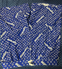 Louis Vuitton x Supreme Blue/White Monogram Logo Drawstring Sweat Shorts M