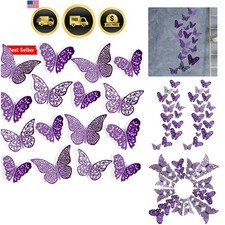 72 Pieces 3D Butterfly Wall Decals Sticker Decal Wall Decor Art Decorative St...