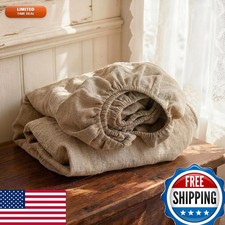 NSNLGSGC 100 Linen Fitted Sheet, Natural Linen, King Size