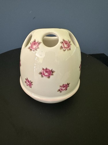 Vtg Pink Rose Toothbrush Paste Holder Crowne Oakes Cottage Core Ceramic England
