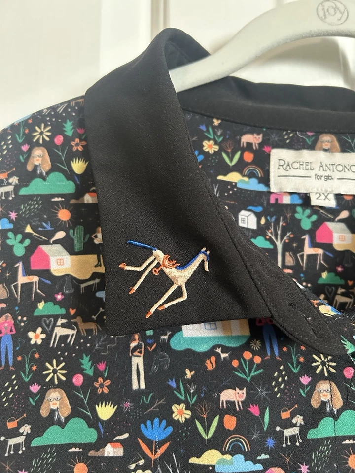 Camiseta sin mangas Rachel Antonoff talla 2X para mujer estampado narrativo caprichoso Anthropologie Foto 3 de 4