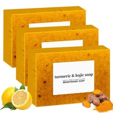 3-Pack Turmeric Glow Soap Bar - Lemon  Kojic Acid, Removing Dark Spots