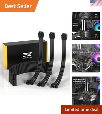 Durable Braided 30CM PSU Cable Extensions - Perfect for High-Performance GPUs
