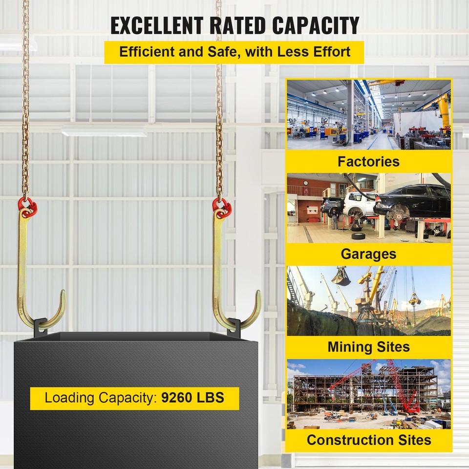 Lot De 2 Chaînes De Remorquage G70 - 5/16" X 10 Pieds, Crochets J, Acier Allié, Capacité 3700 Lbs