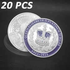 20 PCS 1952-2022 70th Platinum Jubilee Silver Plated Coin Queen Elizabeth II