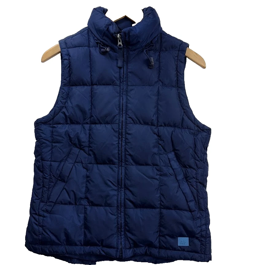 Abercrombie & Fitch Men's Goose Down Full Zip Hooded Quilted Puffer Vest Small