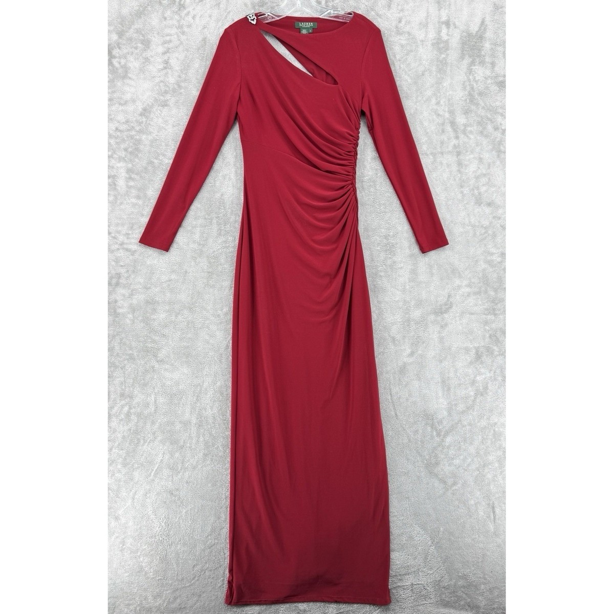 Ralph Lauren LRL Dress Womens 4 Gown Evening Event Stretch Knit Embellished Slit Ralph Lauren LRL Dress Womens 4 Gown Evening Event Stretch Knit Embellished Slit