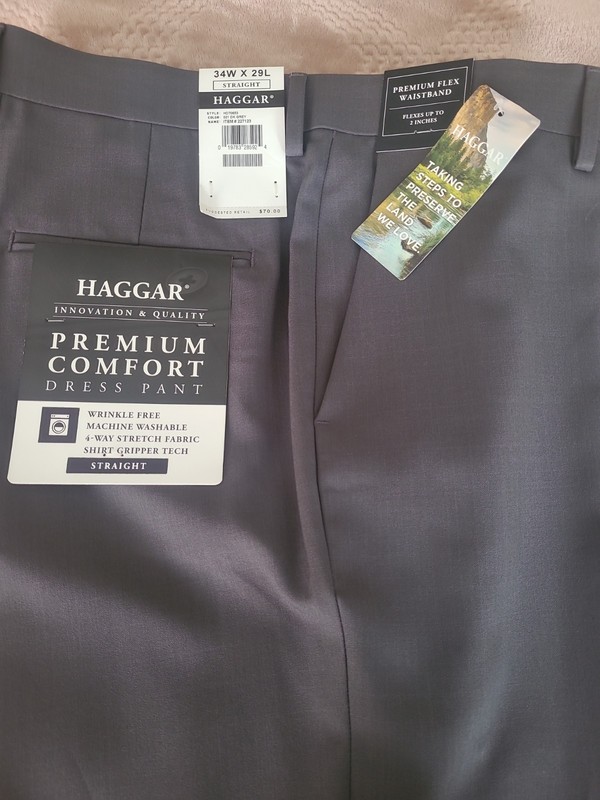 Haggar Men's Premium Comfort Pants Size 34 X 29 Wrinkle Free Machine Wash Flex 