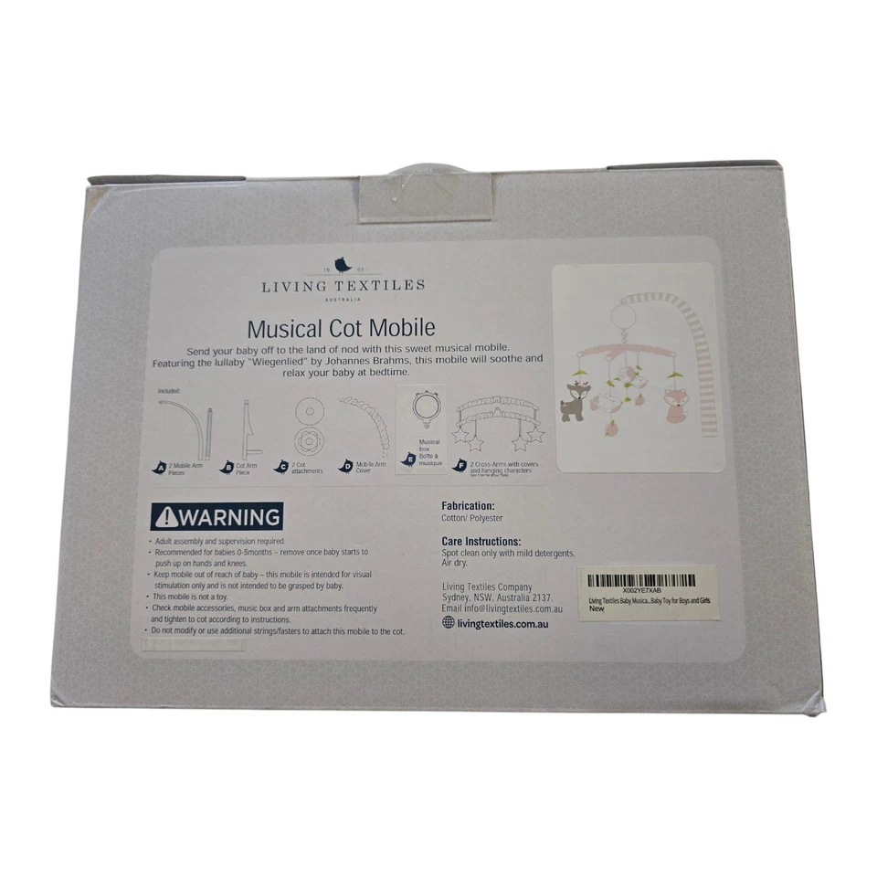 Living Textiles Baby Musical Mobile Ava Birds Crib Toy Knitted Woodland - Image 3 of 4