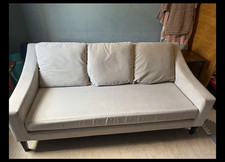 heals Grey 3 Seater Fabric Sofa Black Frame Contemporary 192x88x80cm
