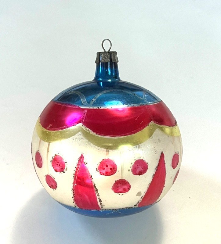 Jumbo Large Poland Glass Christmas Ornament Circus Tent Ball Blue Pink