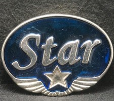 XC15138 REALLY NICE VINTAGE 1970s  STAR  MENS FASHION SILVERTONE BELT BUCKLE