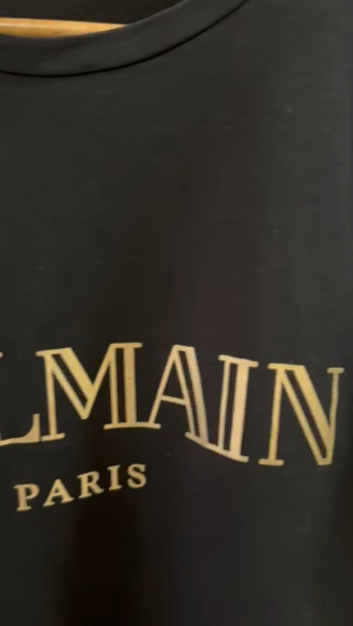 Authentic Balmain Paris Black & Gold Original Logo Women's T-Shirt