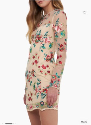 endless rose floral embroidered mini dress 3-D Flower Embroidery Bead Mesh Kids Dress 2 / Royal Blue/Nude