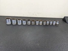 #bj618 Snap On Tools Vintage 1/2" Drive SAE Shallow 12 Point Socket Set