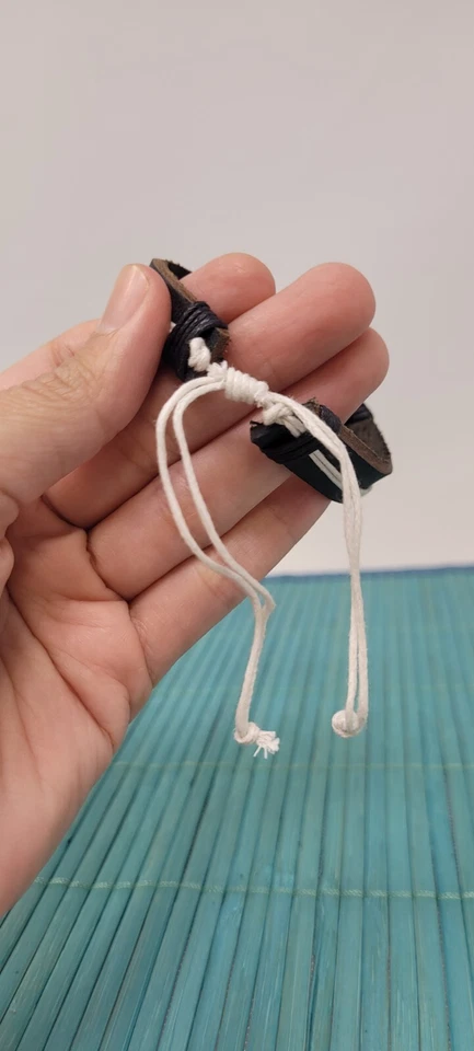 Fossil Shark Tooth Bracelet Surfer Bracelet Shark Teeth Bracelet Cuff Leather - Image 3 of 4