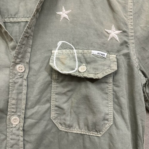 MOTHER The Trooper Shirt Womens Sz XS Green Freedom Stars Button-Down *FLAWED* - Picture 8 of 18