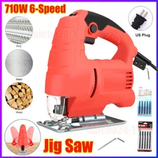 710W Electric Jigsaw Jig Saw Tool Kit For Wood Metal Plastic 6 Variable Speeds