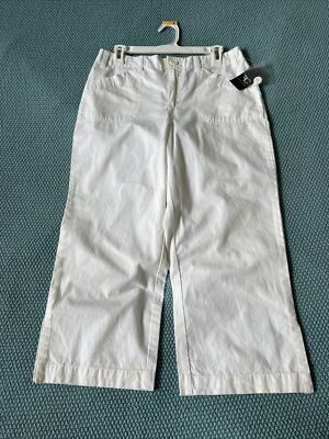 New With Tag French Cuff White Pants Women s 100%  Cotton NWT Size 6