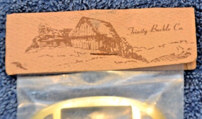 Vintage 1970s Trinity Buckle Co Wood Inlaid Brass Hippie  display picture 3
