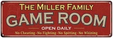 The Miller Family Personalized Red Game Room Metal Sign 106180038363