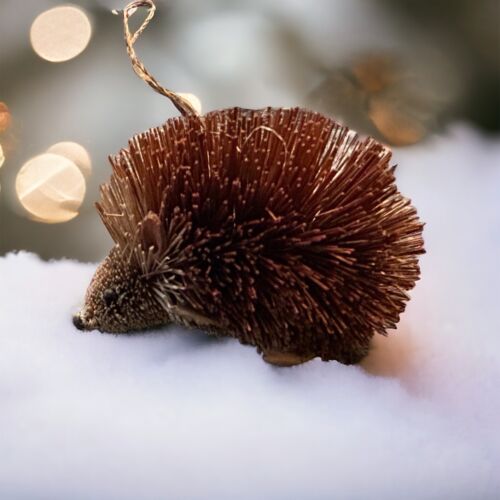 Hedgehog Sisal Bottle Brush Christmas Ornament 3" x 4" Animal - Picture 1 of 7