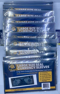 100 Banknote Currency Seal Sleeves Large European Size Currency Topload Holders