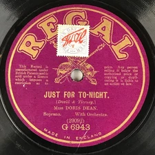 Vintage Shellac Record (Just For To-Night) Regal