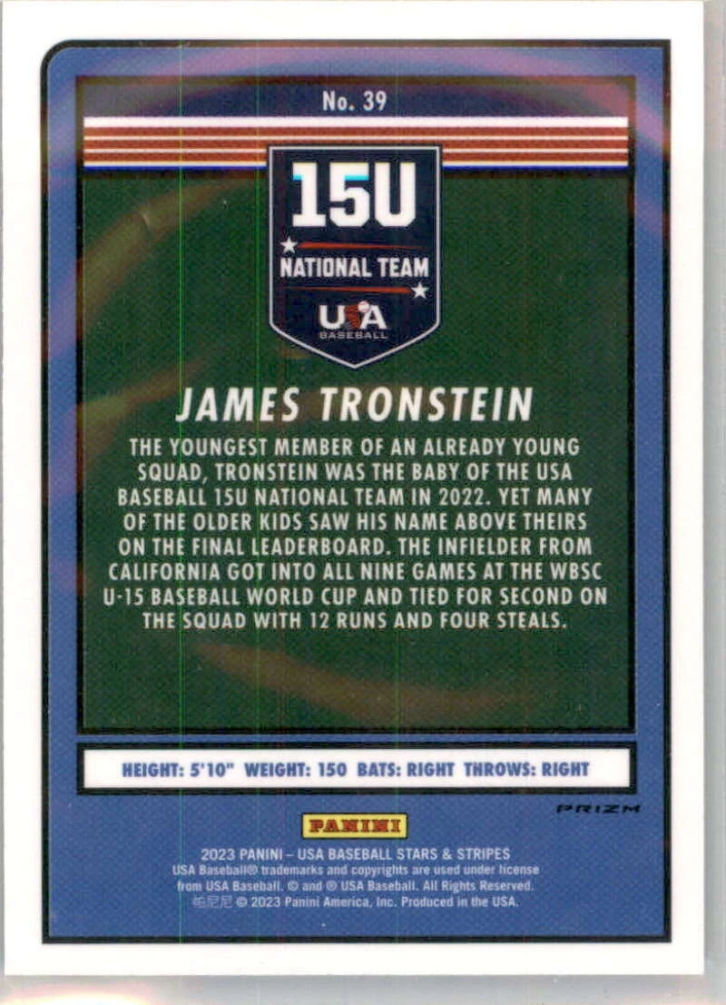 2023 Panini USA Stars & Stripes Silver Prizm #39 James Tronstein