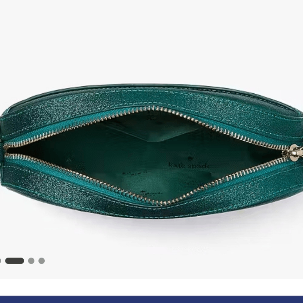 Kate Spade NWT Glimmer Oval Camera Bag Crossbody Teal Glitter Shimmer thumbnail 7
