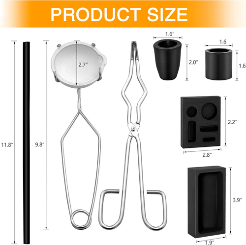 8 Pcs Crucible Kit, Graphite Torch Melting Casting Kit- Gold Melting Kit- Metal - Imagen 5 de 7