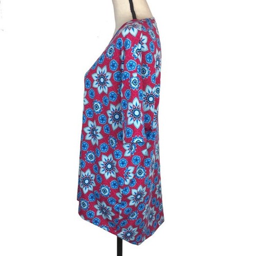 Lularoe XXS Irma Hot Pink Blue Floral Geometric Print Drop Shoulder Hi-Low Hem - Picture 3 of 10