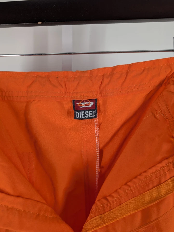 Pantalones Cortos Diesel Vintage Y2K Naranja Paracaídas Industrial Rave Dance OSFA 30"+  Foto 4 de 4