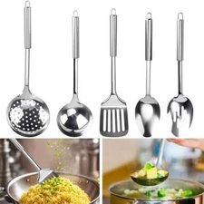 5pcs Kitchen Utensils Set Stainless Steel Cooking Tool Serving Spatula Spoon new