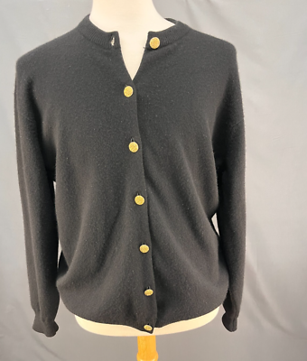 JOHNSTONS OF ELGIN Scotland 100% Cashmere Black Cardigan Sweater