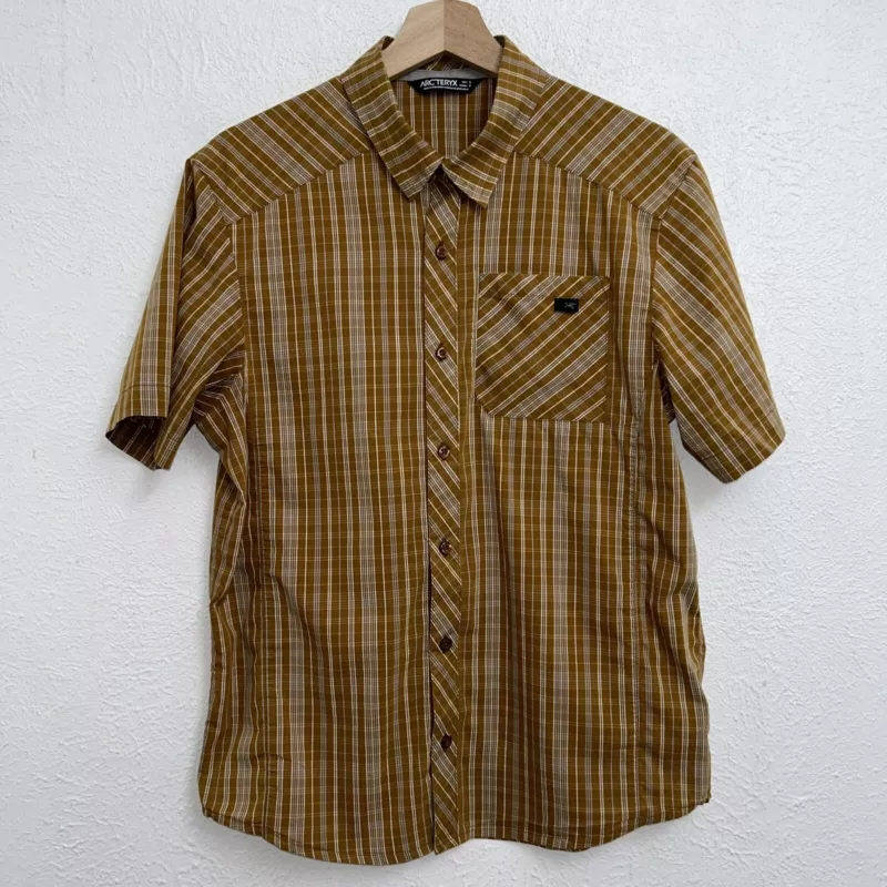 arcteryx peakline button up harvest plaid short sleeve shirt