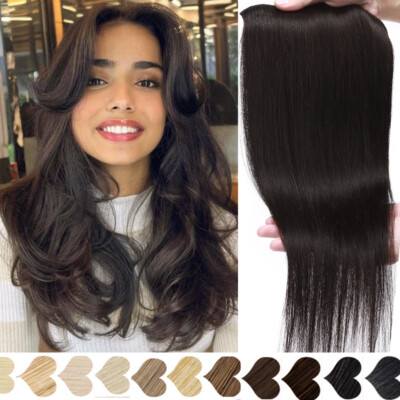 #ad #ad Black One Piece 100% Real Clip in Remy Human Hair Extensions Full Head Highlight $111.94