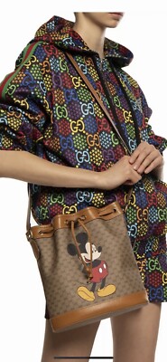 Gucci Disney Mickey Mouse Bucket Bag Printed Mini GG Coated Canvas